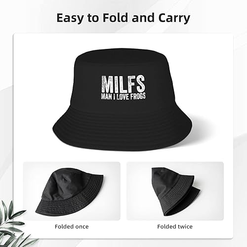 Miniatura 3 de Milfs Man I Love Frogs Sombrero de pescador plegable con protección solar – Gorra de pesca unisex para viajes de verano y playa, color negro, Negro -
