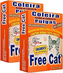 Free Cat Coleira Antipulgas com Citronela, Aroma Tutti Frutti, 36cm, Kit com 2 Unidades