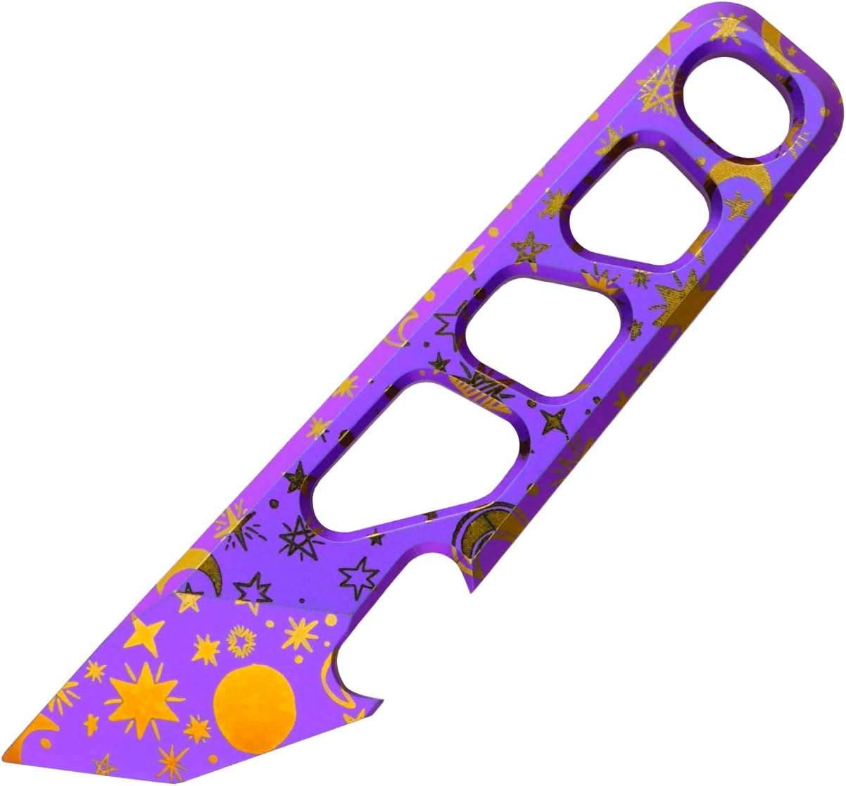 WARHERO Titanium EDC Pry Bar Multitool, Mini Keychain Prybar Tool with Bottle & Box Opener, Portable Pocket Small Crowbar Tool (Purple)