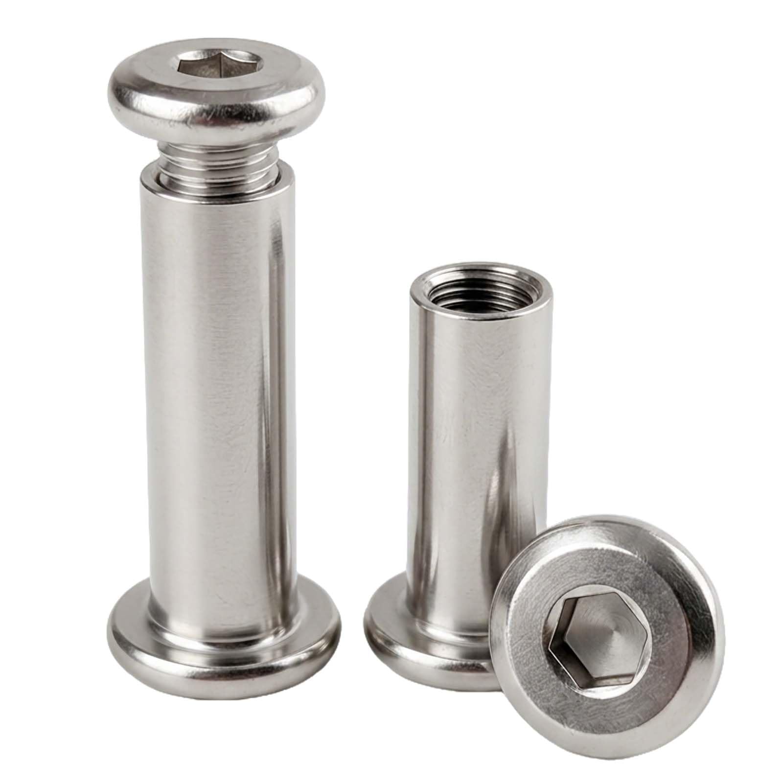SHBAOCH M8 x 20mm Hülsenschrauben Verbindungsschrauben Set, 20 Stück Edelstahl Möbelschrauben mit Hülsenmutter, Gewindehülse Schraubhülsen Möbelschrauben für Möbeln Schränken Holzbret