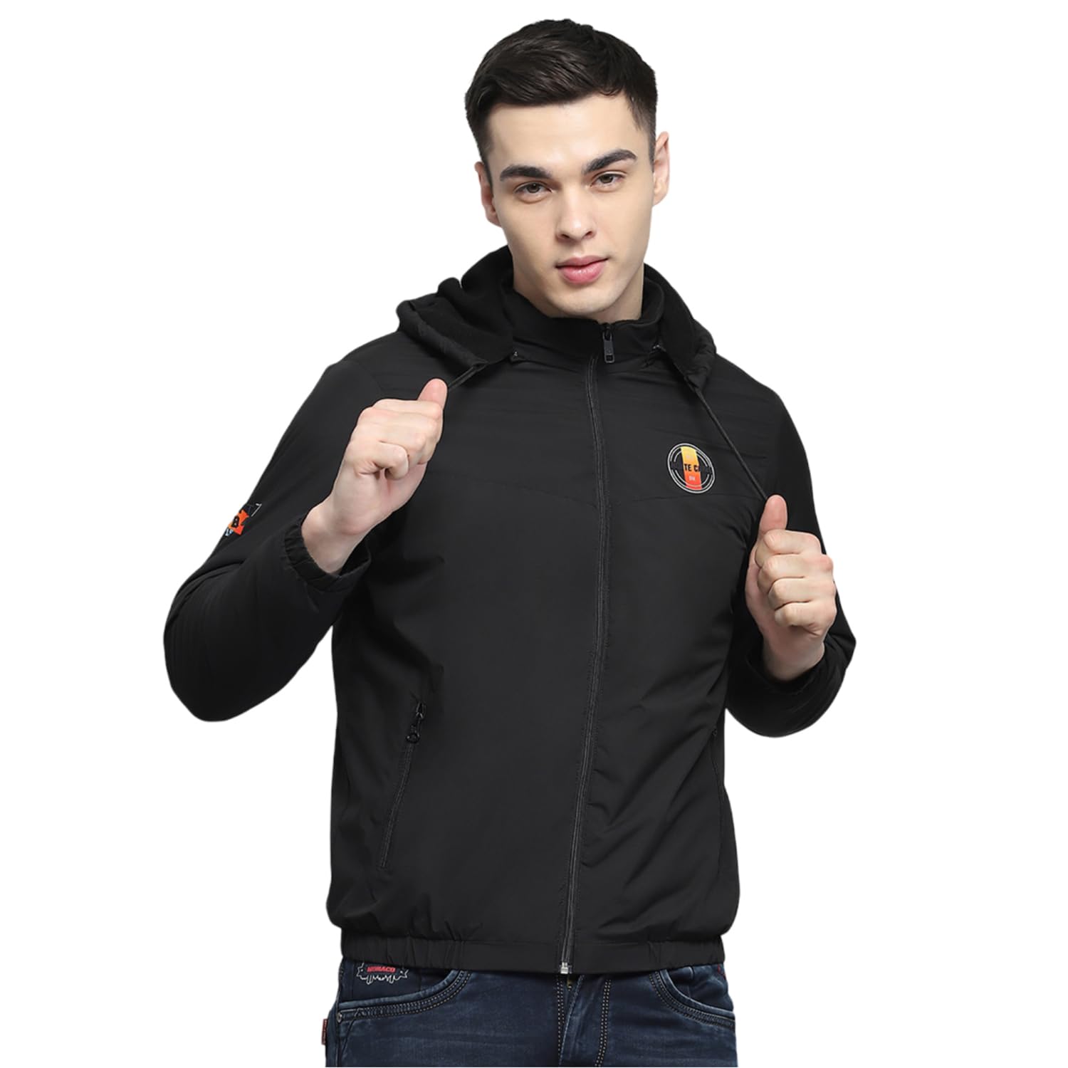 monte carlo Mens Solid Black Detachable Hood Full Sleeve Jacket-picture-47