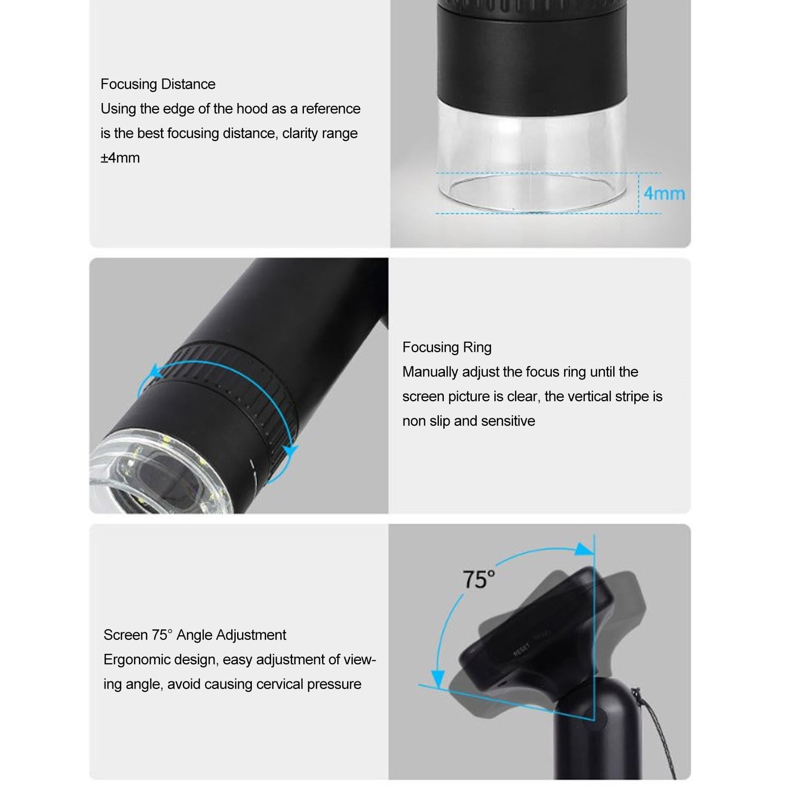 Microscopio Digital de Mano, microscopio de Bolsillo portátil, microscopio de Aumento de 1000X con 8 LED Ajustables para Estudiantes, Adultos