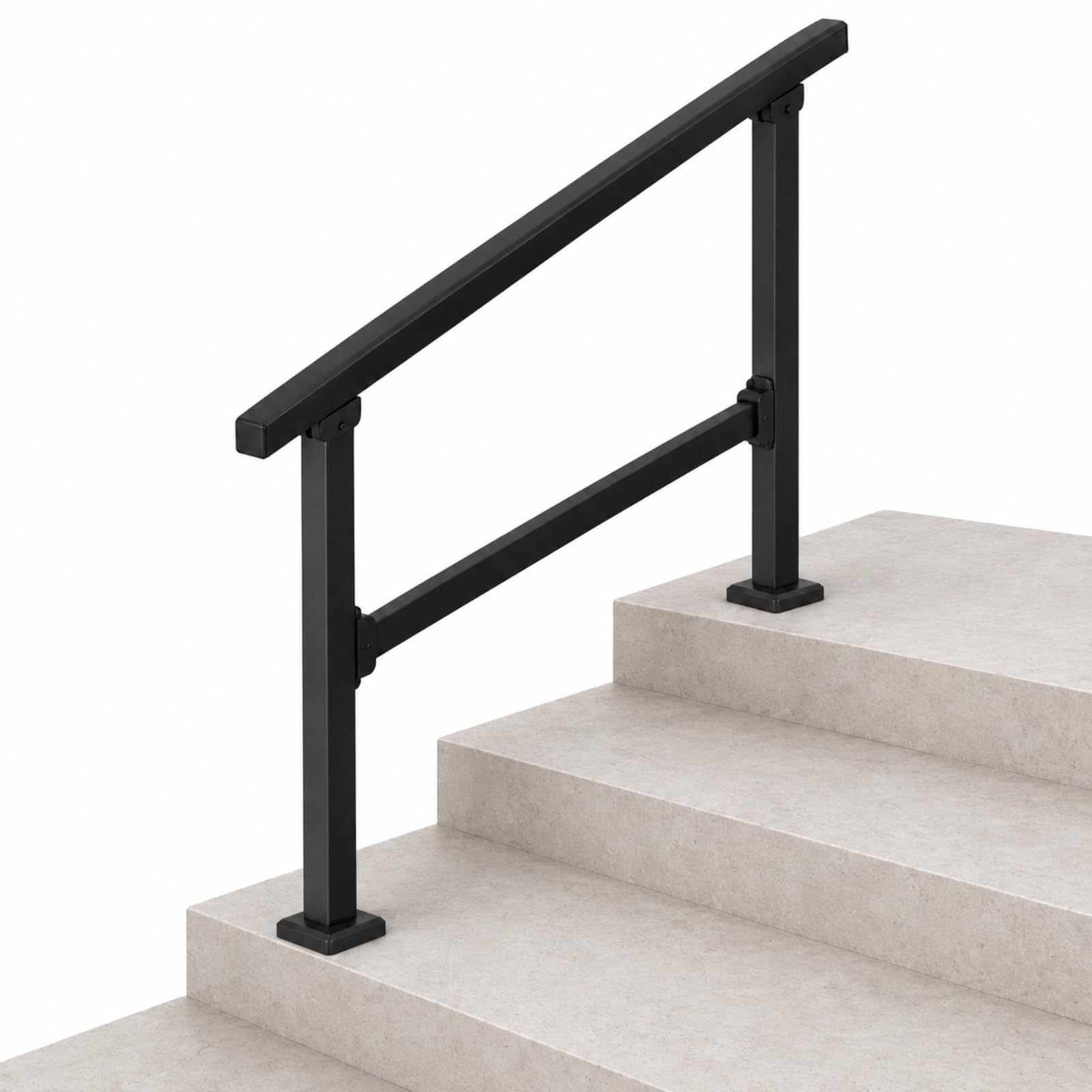 Outdoor Handrails for Stairs, Non-Adjustable Rustproof Wrought Iron and Aluminium Balustrade Fits 1 to 3 Steps, Heavy-Duty 150kg Load Capacity Grab Rail for Garden Porch, Elderly Safety