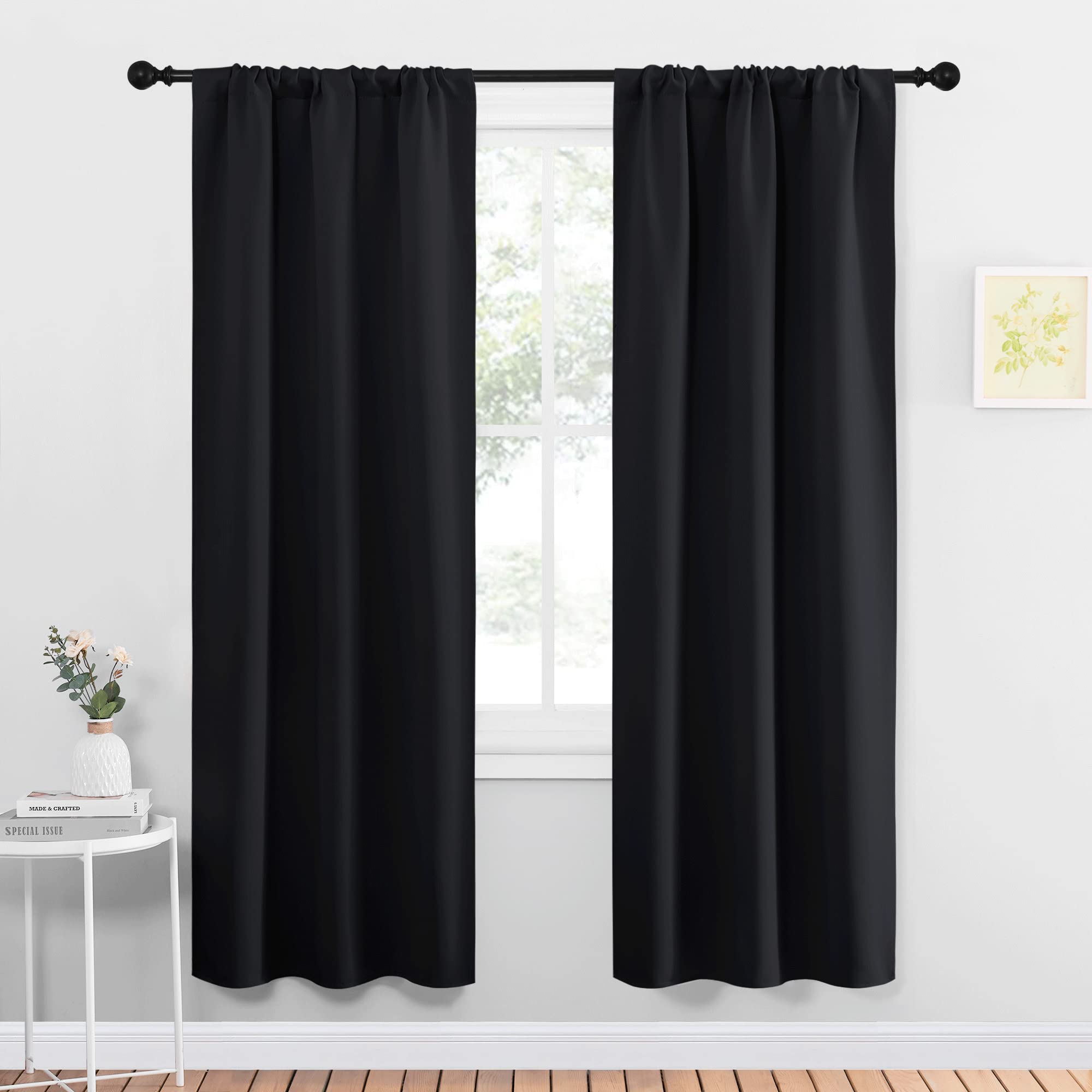 NICETOWN Halloween Black Out Curtain Panels for Kitchen - Energy Smart Decoration Thermal Insulating Blackout Drapes/Draperies for Small Window (2