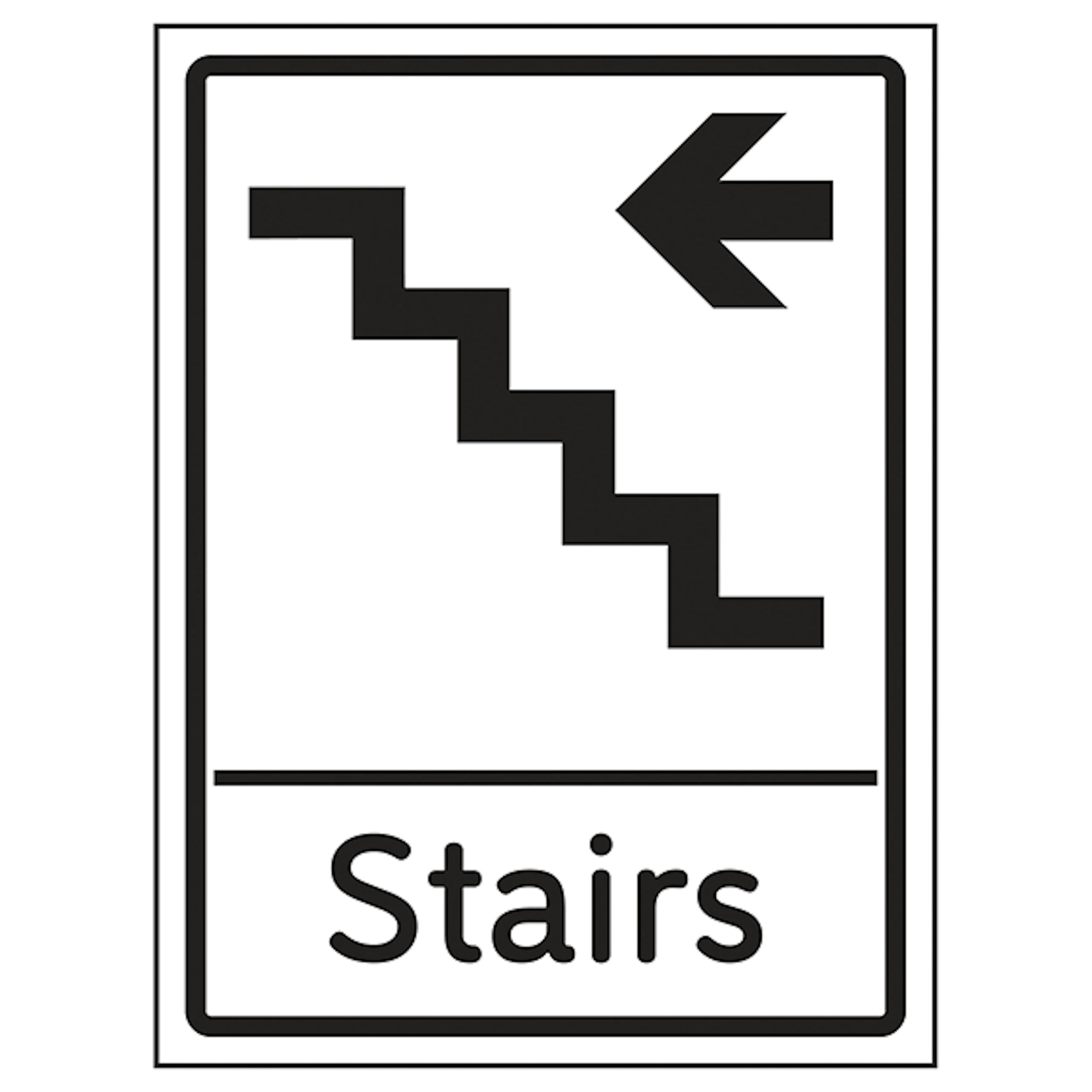 V Safety Stairs Arrow Left 150 x 200 mm - 2mm Super-Tough Rigid Plastic Safety Sign