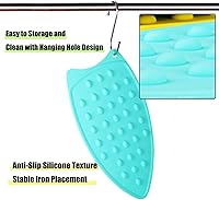Vista 2 de LeLehome Alfombrilla antideslizante de silicona para tabla de planchar, resistente al calor caliente, alfombrilla compacta de vapor azul y verde