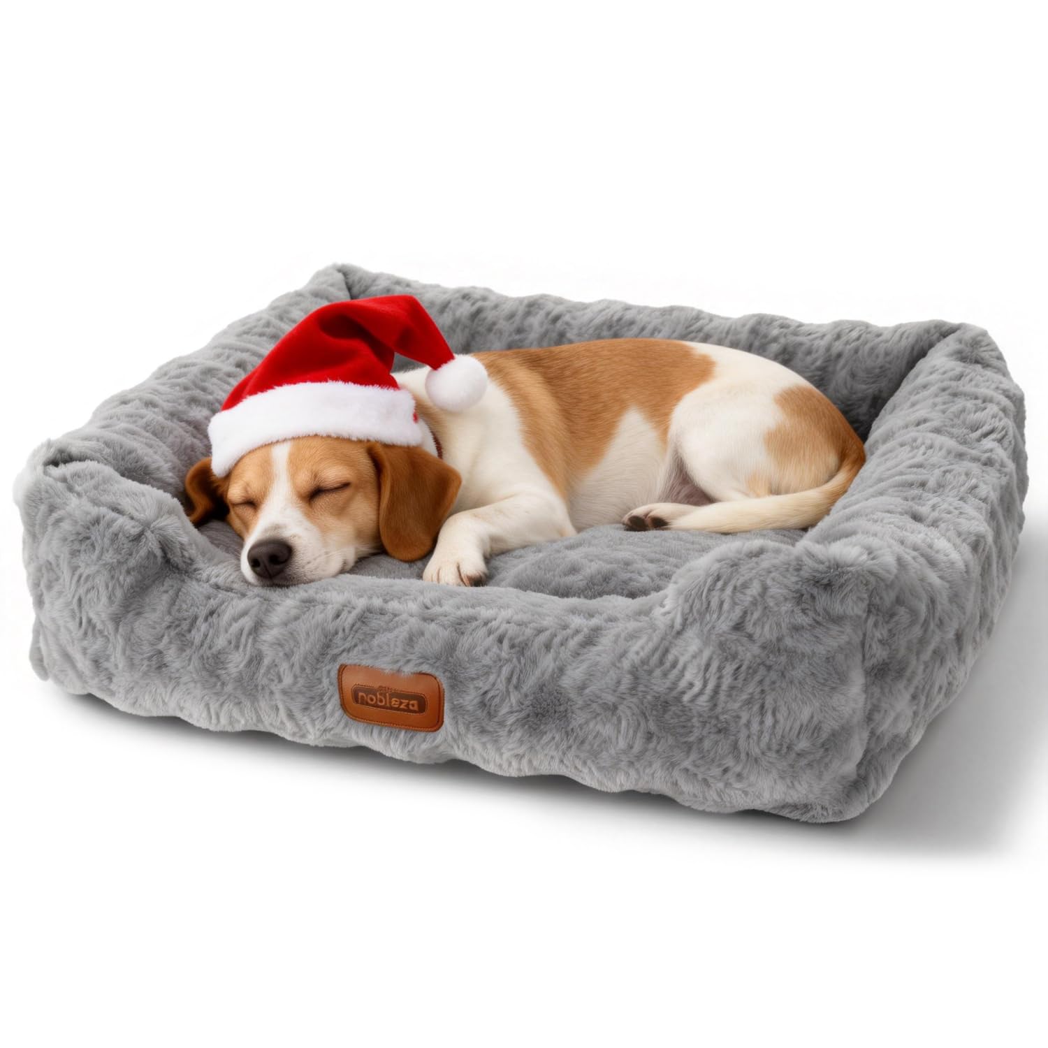 Nobleza Cama para Perros Pequeños y Gatos, Felpa de Burbujas Ultrasuave, Acolchado Reforzado, Funda Desenfundable y Lavable, Base Antideslizante, 65x55x20cm, Gris