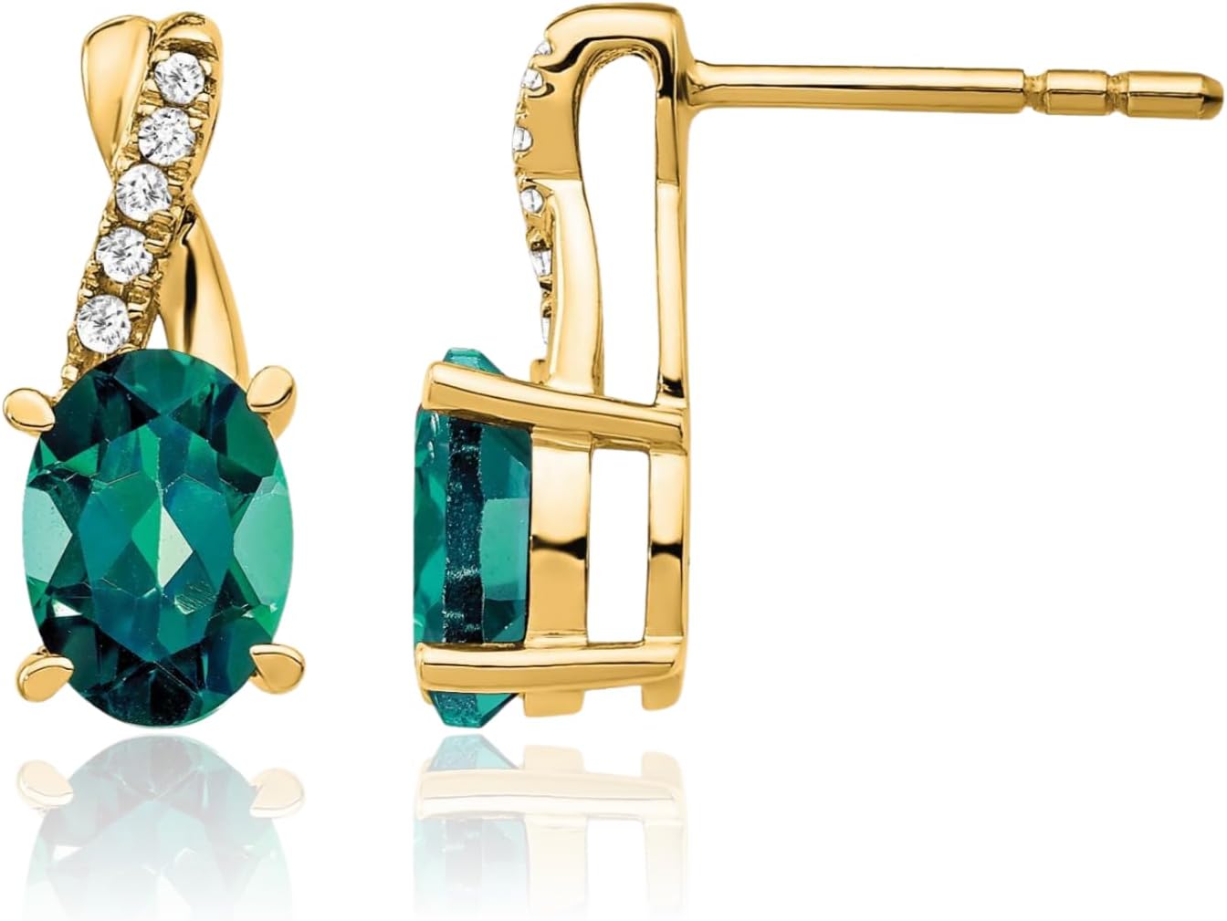 IceCarats 10K Solid Yellow Gold 1.50 carat Lab Alexandrite Diamond Small Twisted Drop Earrings 14mm 0.6 inch Oval Cut, Prong Set, Butterfly Back For Her