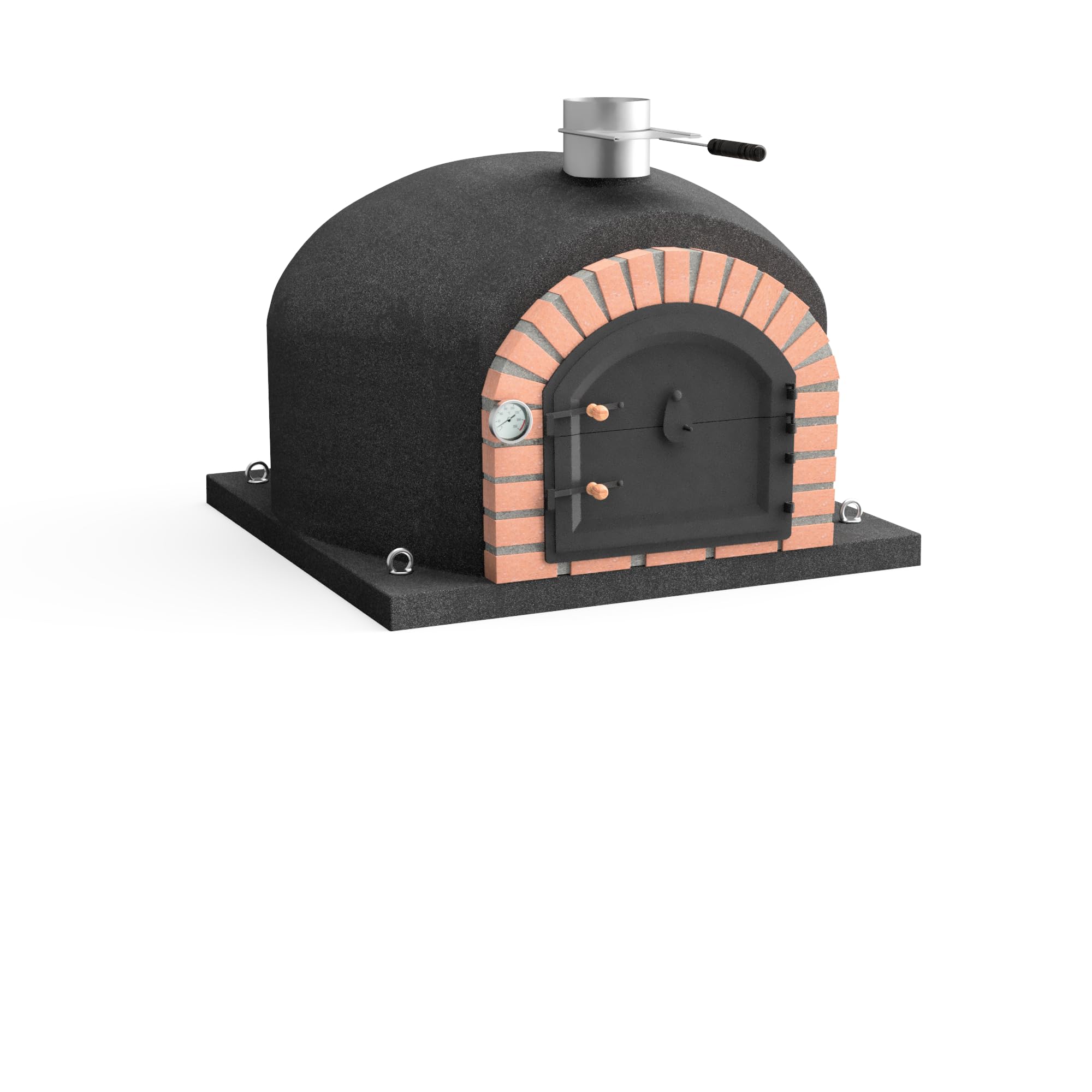 MOVELAR - Horno de Leña Exterior de Obra GRAN CANÁRIA (Negro - 100 x 100 x 65 cm) - Horno de jardín en hormigón, cocción con leña, aislamiento térmico con corcho y 3 mantas cerámicas - REF: M00129