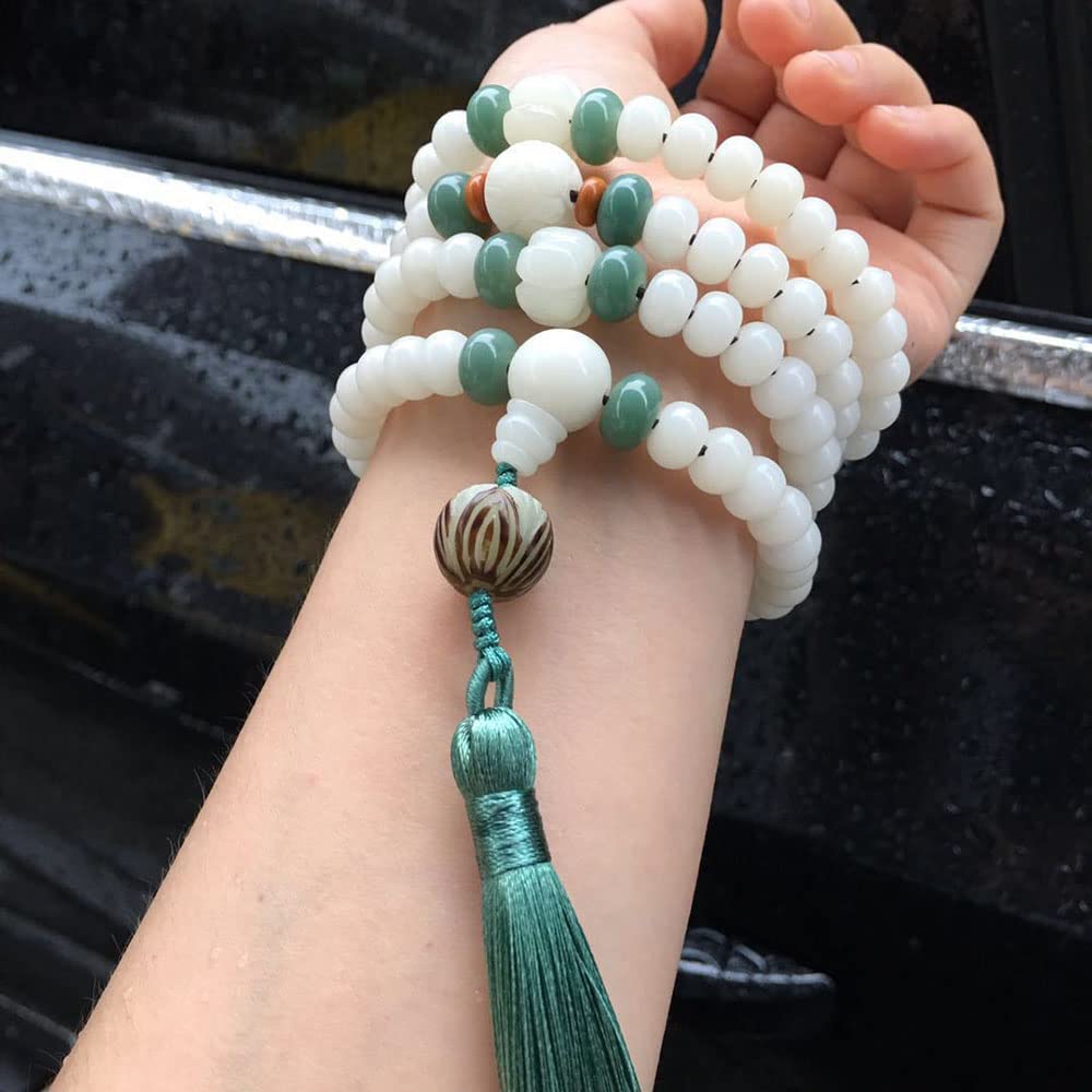Collana con Braccialetto di Perline Bodhi 108 Radice Nappa