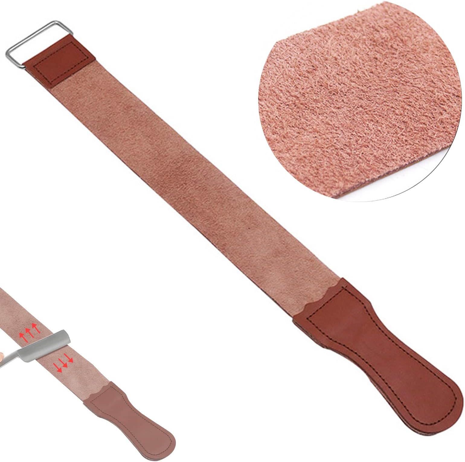 inherited Shaving Leather Strop, Men's Genuine Leather Strop Sharpening Barber Straight Razor Folding Knife Shave Sharpener Belt for Barber Male Shaving Tool