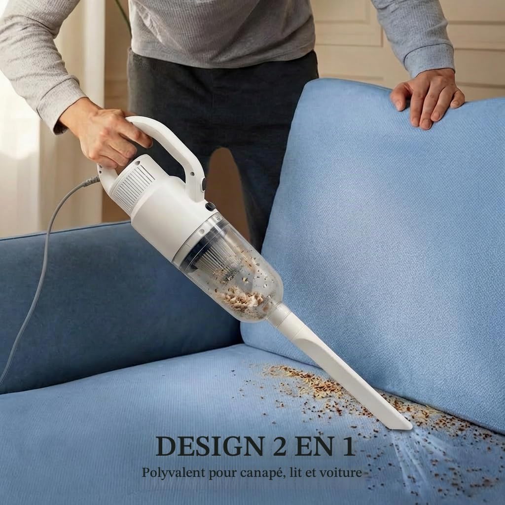 2-en-1 Léger Aspirateur Filaire, Aspirateur à Main et Balai avec Aspiration Puissante, Filtre Lavable et Grand Réservoir à Poussière, Idéal pour Sols Durs, Tapis et Poils d’Animaux