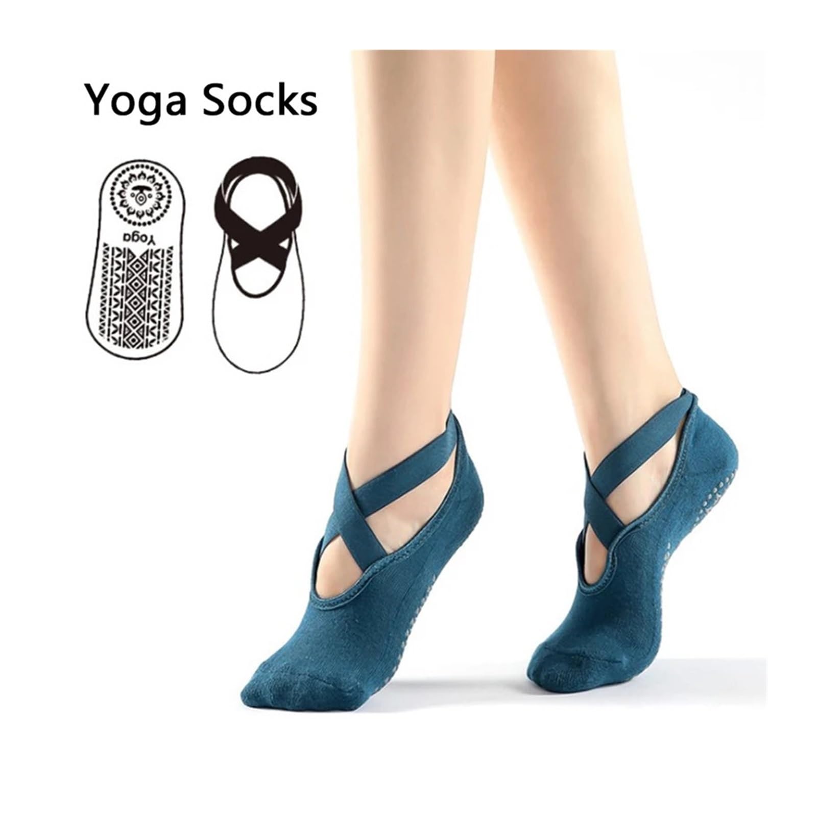 Calcetines de Yoga for Mujer Vendaje Antideslizante Transpirable Pilates Ballet Danza Medio Dedos de los pies Adecuado para Yoga, Danza, Deportes, Fitness(Skin Tone)
