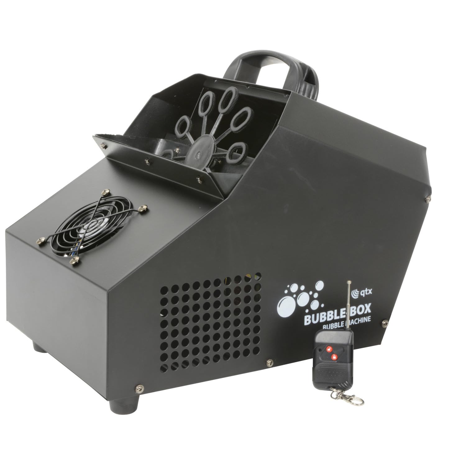 Macchina Bolle Professionale Bubble Box con Telecomando Wireless 700ml – Generatore Bolle Alta Produzione per Feste Eventi DJ – 3 Ventole, Struttura in Acciaio, Effetto Scenografico
