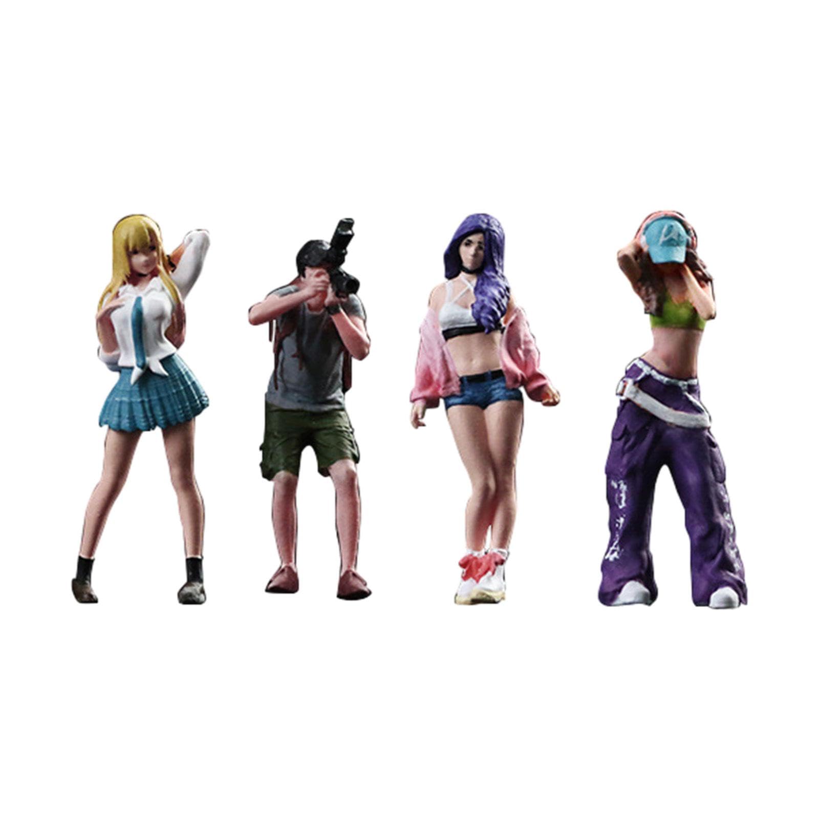 Set 4 Figurine Femminili Scala 1:64 Per Diorami | resina modellata, dettaglio fine, non cadere