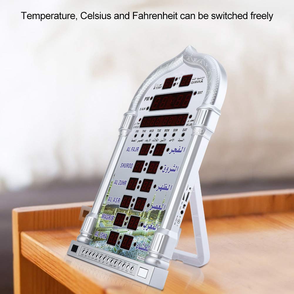 Jadeshay Musulmán Islámico Reloj de Oración, AZAN Praying Clock Digital Recordatorio de Alarma Reloj de oración LED Reloj de Pared, con Control Remoto Inteligente