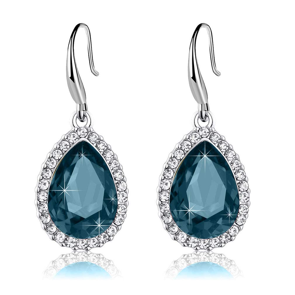 Austrian Crystal Teardrop Dangle Drop Earrings for Women Dangling 14K Gold Plated Hypoallergenic Jewelry