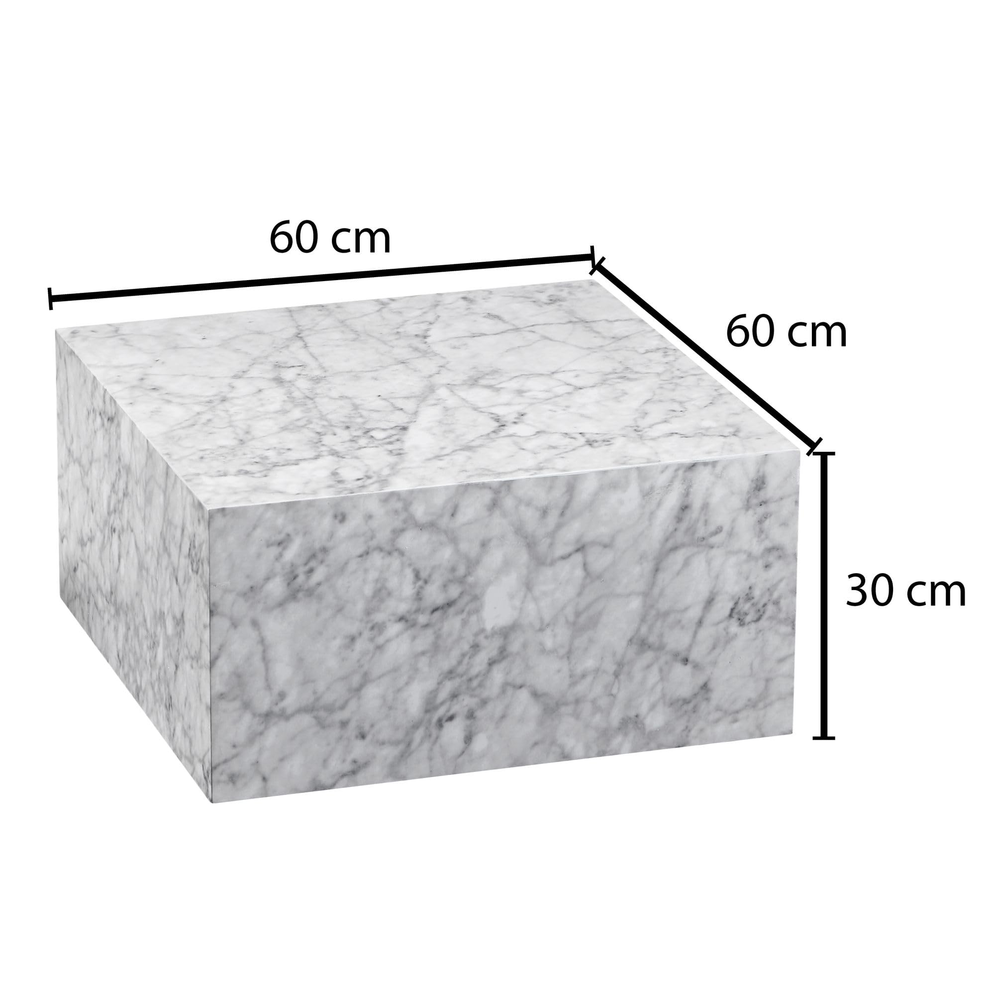 FineBuy tavolino MONOBLOC 60x30x60 cm Lucido con Effetto