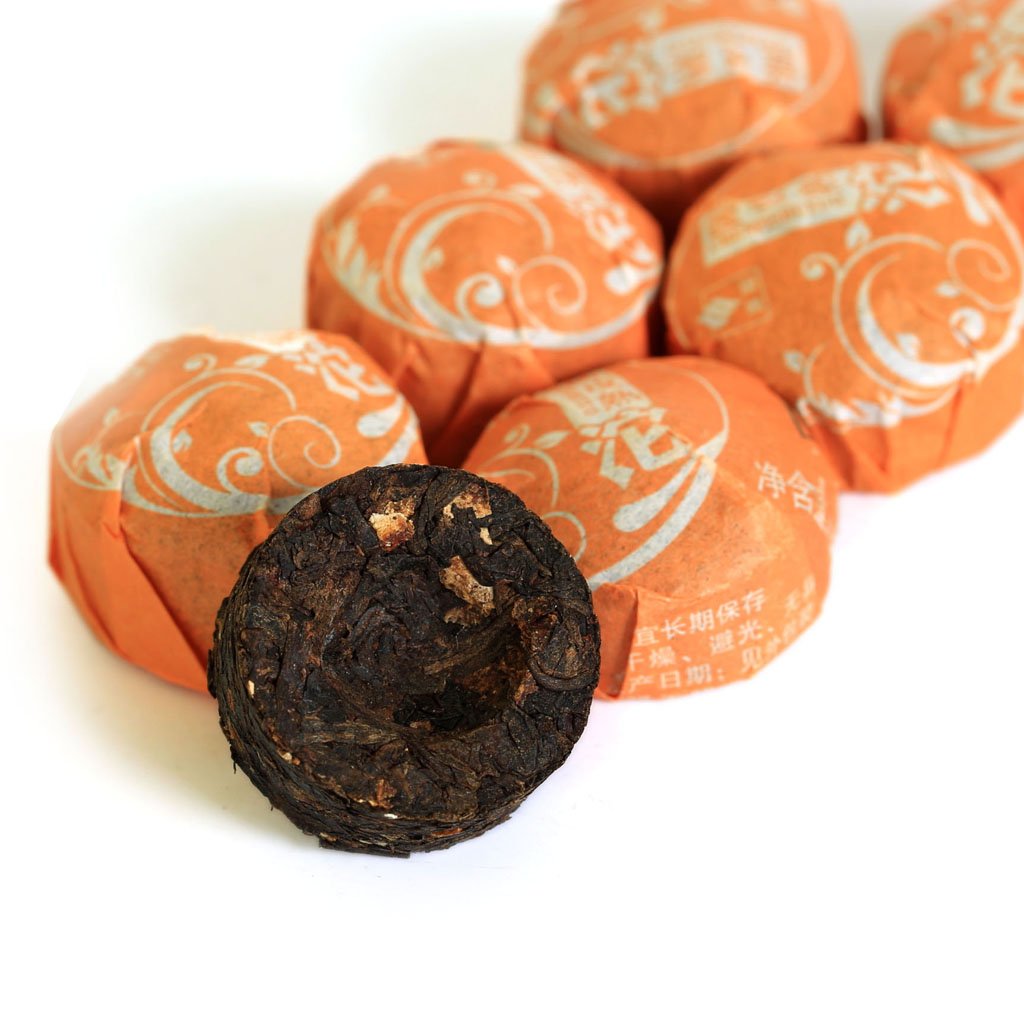 GOARTEA Ripe Té Puerh Mini Cake 80Pcs 18.34oz 2015 Year Orange Peel Citrus Flavored - Tuocha Pu erh Puer Pu'er Tea - Chinese Yunnan