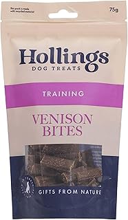 Hollings Venison Bites Dog Training Treats, Delicious Venison Treats for Adult Dogs, High in Protein & Made with 100% Natural Ingredients (75g)