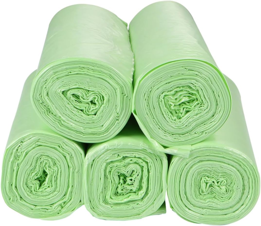 100Pcs Biodegradable Thickened Garbage Bags for Home Bathroom and Kitchen Disposable Rubbish Bags Green Leak Refuse Bags for Daily Use