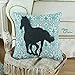 CaliTime Canvas Throw Pillow Cover Shell for Couch Sofa Home Decoration 18 X 18 Inches Turquoise Geometric Pattern with Black Horse