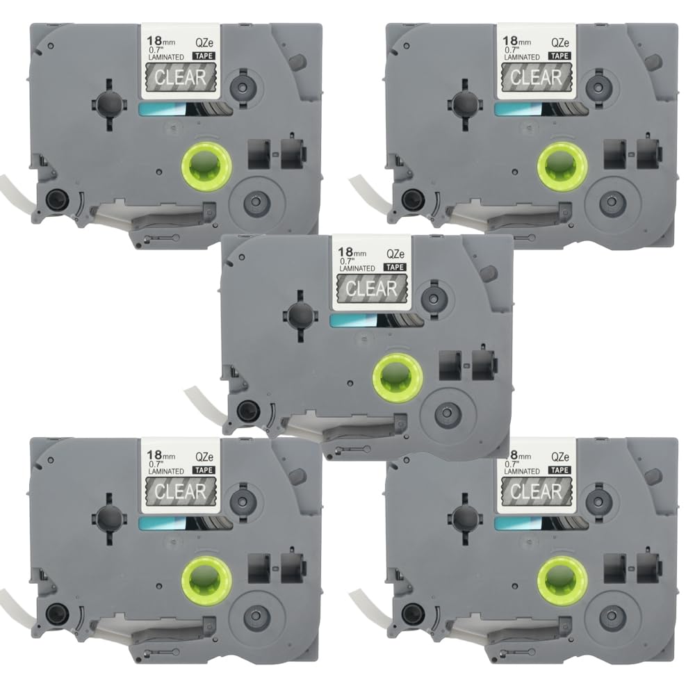 BROVACS 5 Pack White on Clear Laminated Label Tape Compatible for Brother P-Touch Label Printer TZ 145 TZe 145 18mm 3/4" OPA4145x5