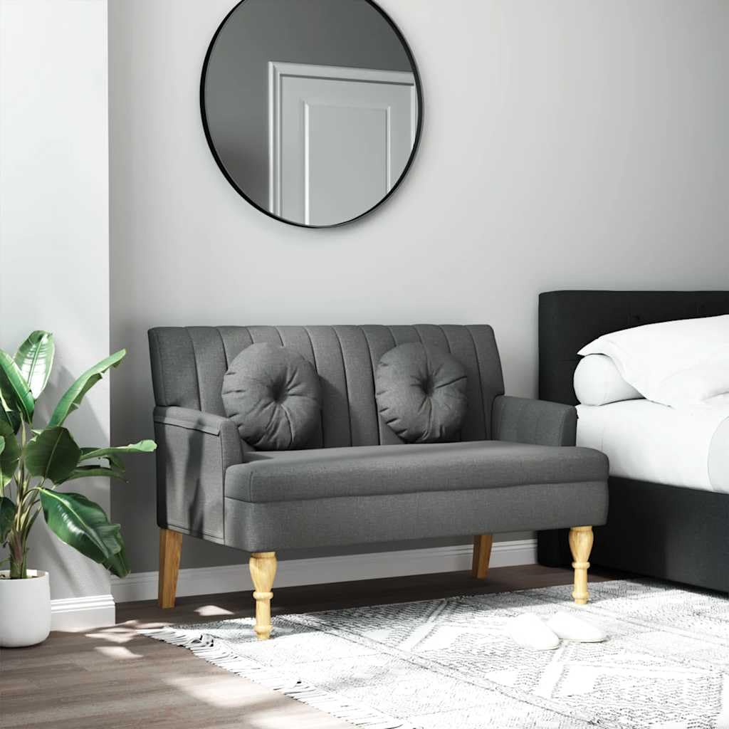Banco con cojín gris oscuro de tela para comedor y salón 113x64cm