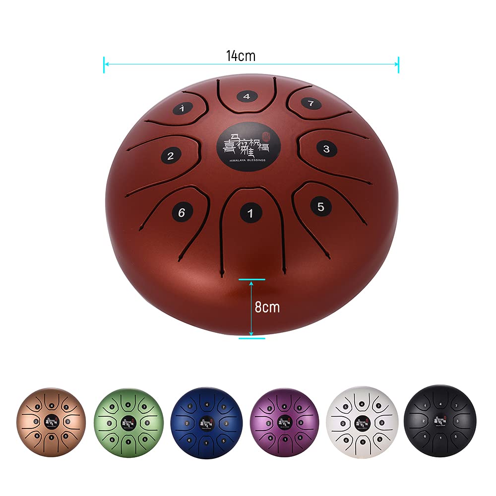 Btuty - Steel Tongue drum a 8 toni, 14 cm, strumento a percussione in do con bacchette e custodia per il trasporto