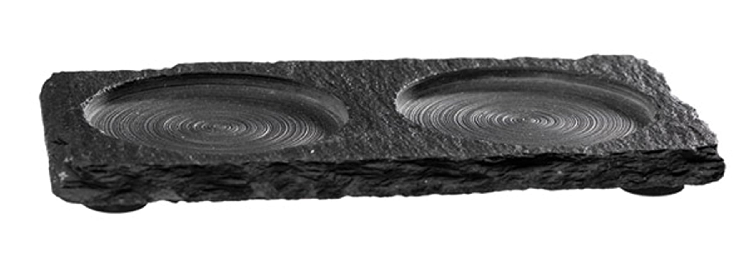 APS 971 Naturschieferplatte, 15 x 8 cm, Materialstärke 6-9 mm, mit 2 Absätzen Ø 6 cm