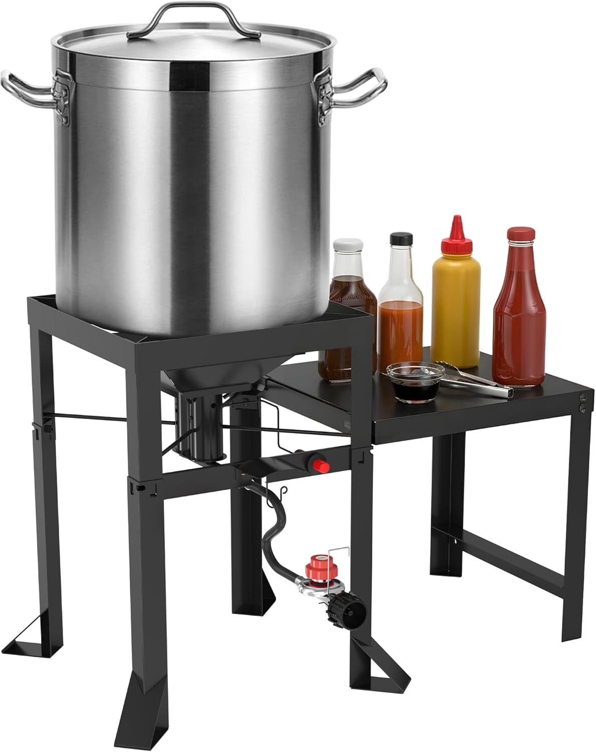 Approved Outdoor High Pressure Dual Jet Burner Gas Boiler & Cooker with 130,000BTU, 10PSI CSA Approve Adjustable Regulator, for Outdoor Fryer, Canjun Fry & Boil, Maple Syrup Prep, Seafood Boil.