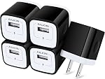 AILKIN USB Charger Wall Plug, [5Pack-1Port] Fast Charging Outlet AC Power Adapter Block Cube for iPhone, iPad, Samsung, Camera, Android or Type C Phones & Tablets Charge Multiple USB Hub Station Base