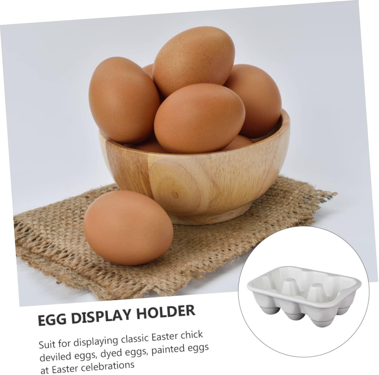 Operitacx Porcelain Egg Storage Container Slim 6-Grid Egg Tray for Refrigerator White Ceramic Keeper for Home Kitchen Organization