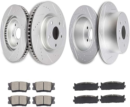 SCITOO - Kit de frenos y rotores, 4 rotores de freno y 8 pastillas de freno de cerámica para Lexus ES300h 2013-2017, 2007-2012 para Lexus ES350,