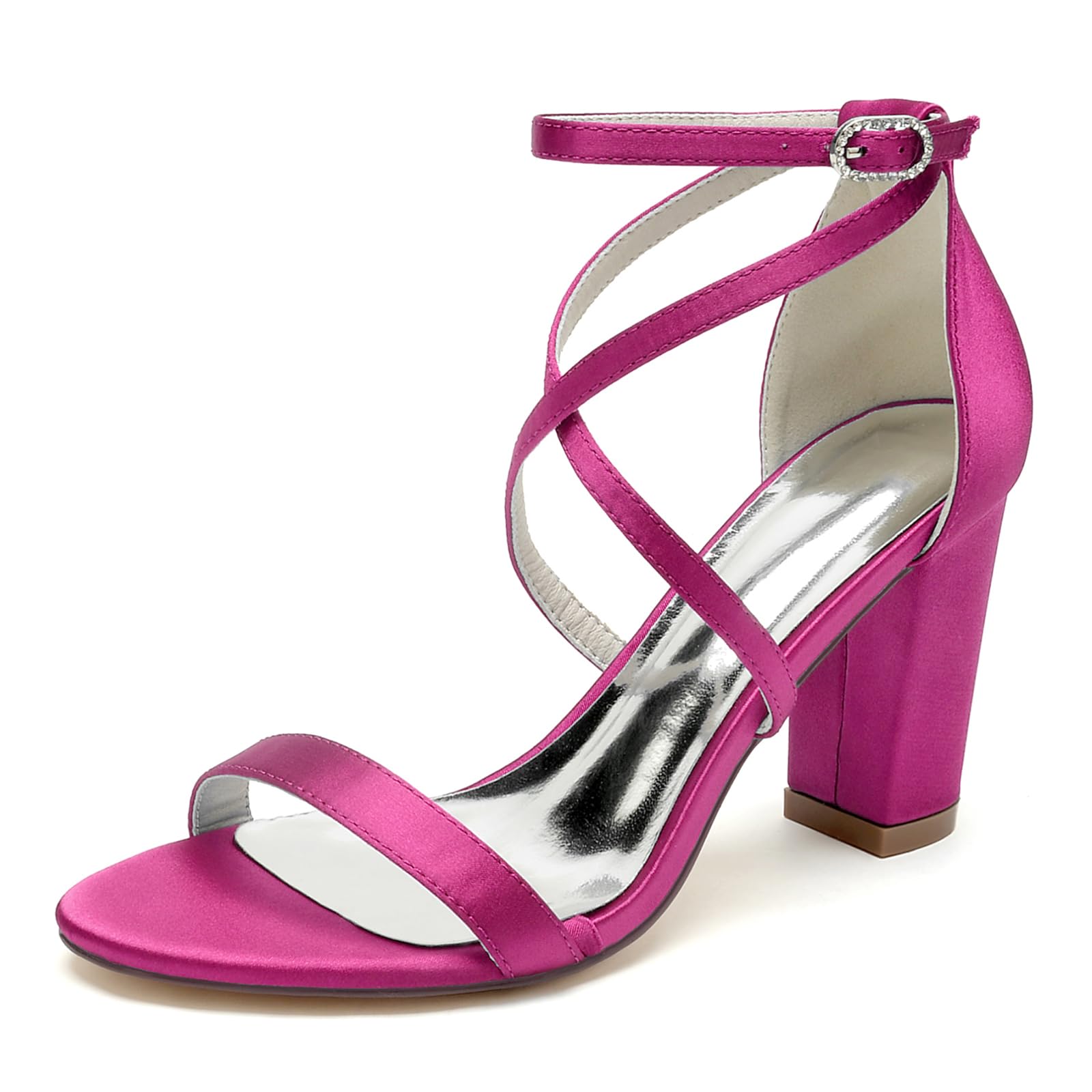 Chaussures de mariage à talons hauts FGRID Rose en satin taille 39 - 7