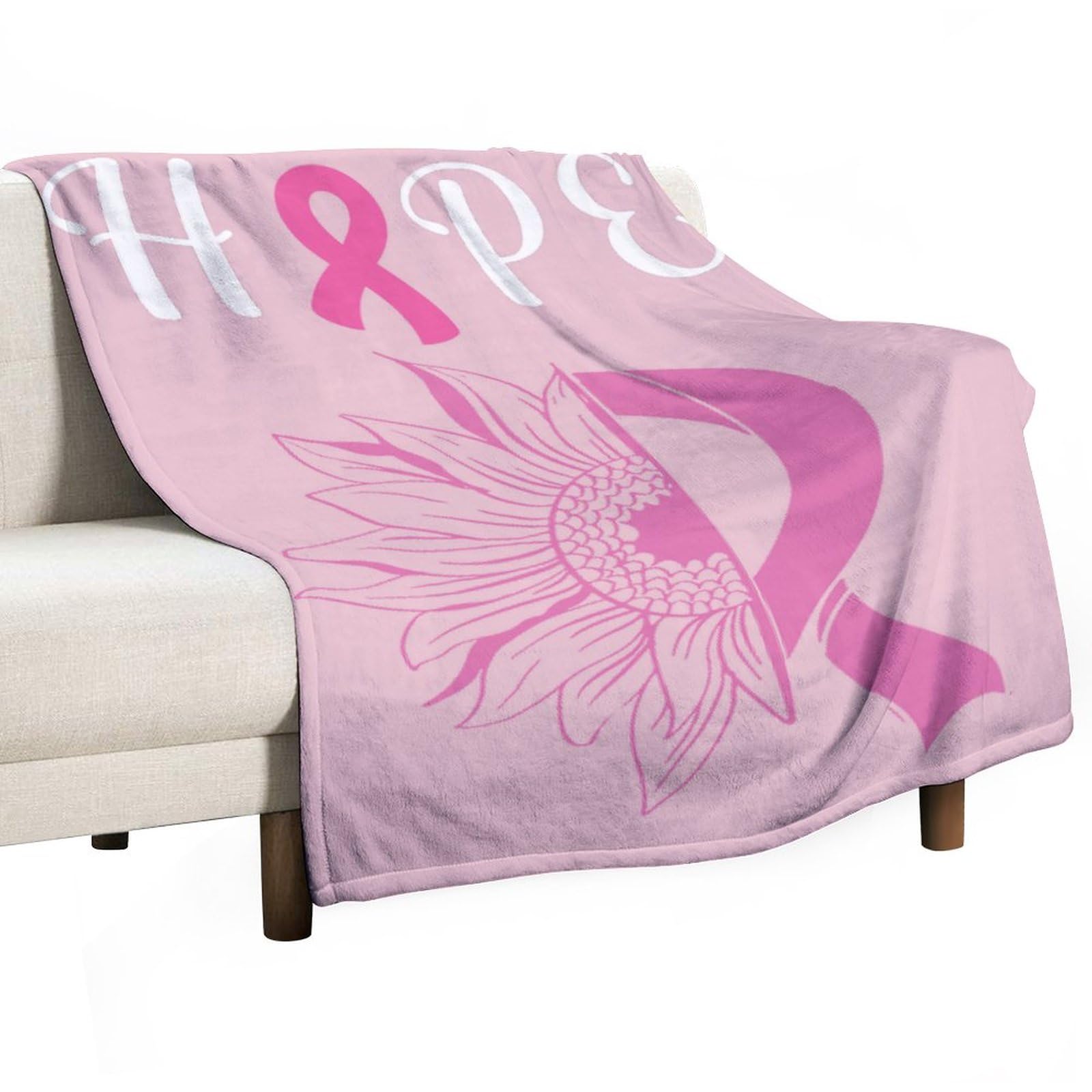 Couverture polaire rose Hope contre le cancer du sein pour lit et canapé de 178x203 cm