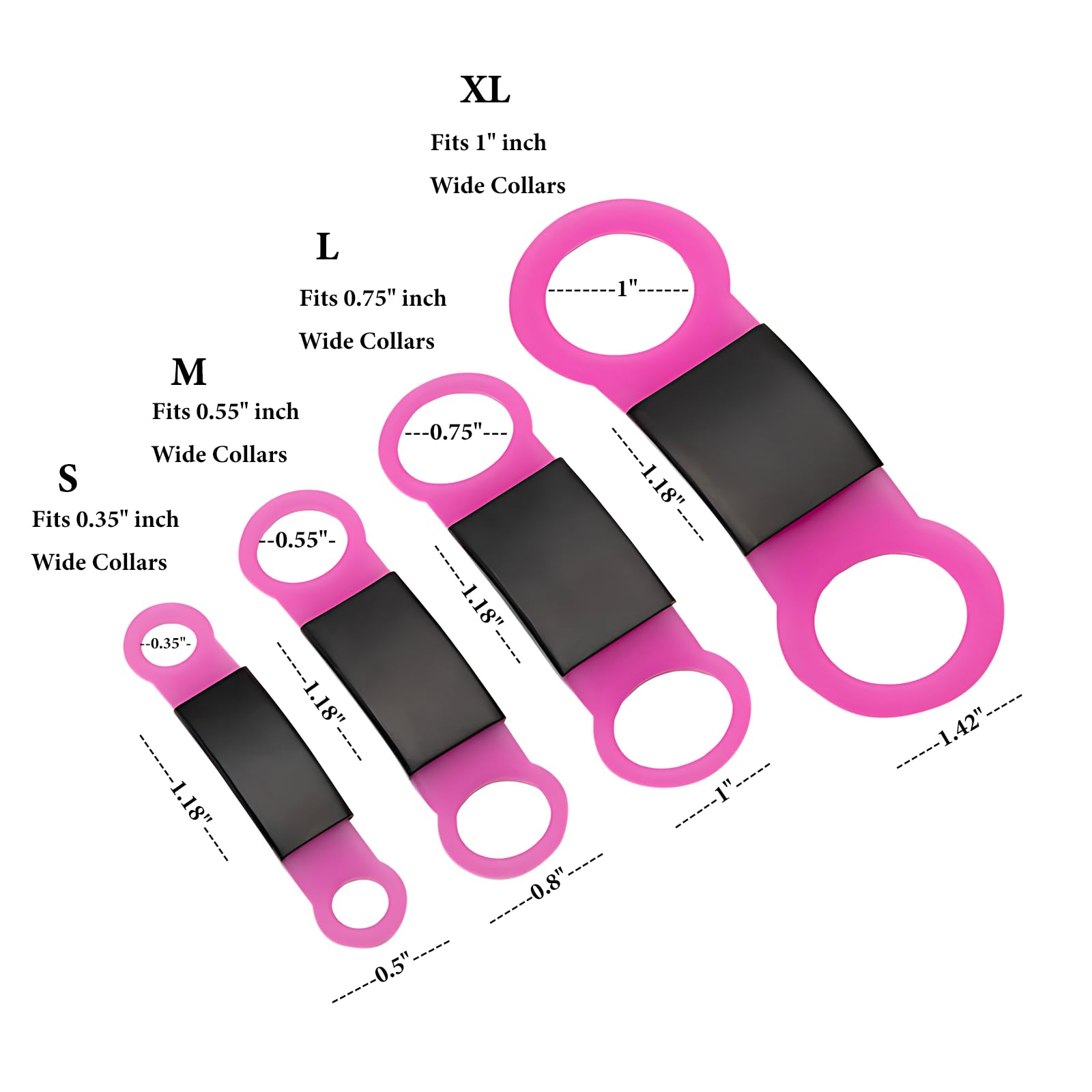 TYRINHAI Custom and Personalized Dog Tags - Slide-On Silent Pet ID Tags - S/M/L/XL Stainless Steel Silicone Cat Dog Name Tag - Customized Engraved Nameplate, Noiseless, Chew-Proof Pet Collar Tag