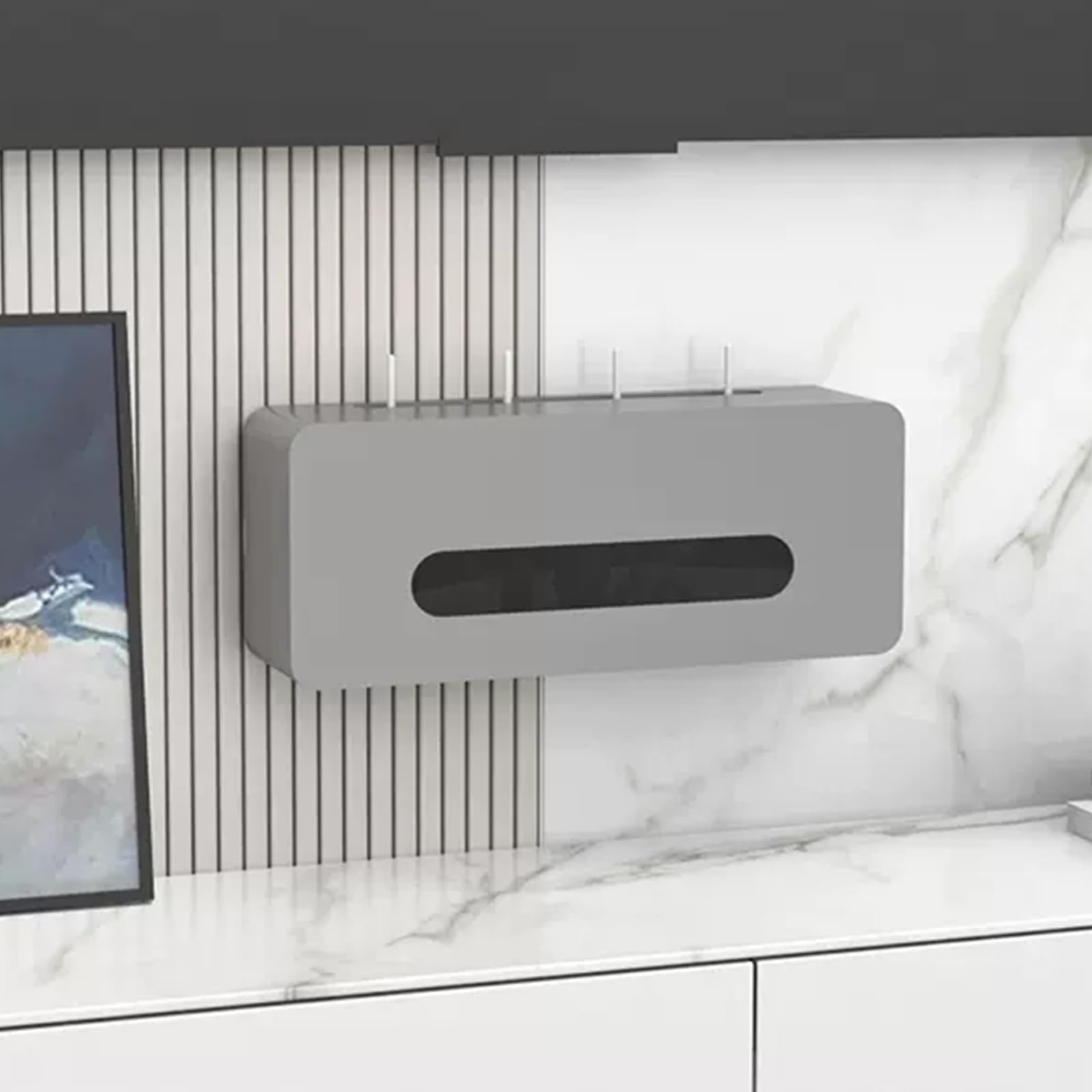 Étagère murale pour routeur, boîte de rangement en bois pour routeur WiFi, multiprise et rack de gestion des câbles, pas de montage nécessaire, idéale pour la maison ou le bureau