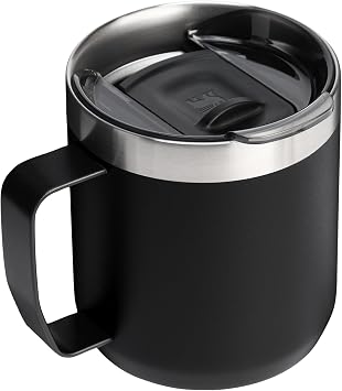 Stanley Classic Legendary Camp Mug Paslanmaz Çelik Termos Bardak, 0.35 L, Siyah 2.0 | 1,5 saat dayanır. Sıcak - 3 saat. Soğuk – bulaşık makinesinde yıkanabilir – paslanmaz çelik – BPA