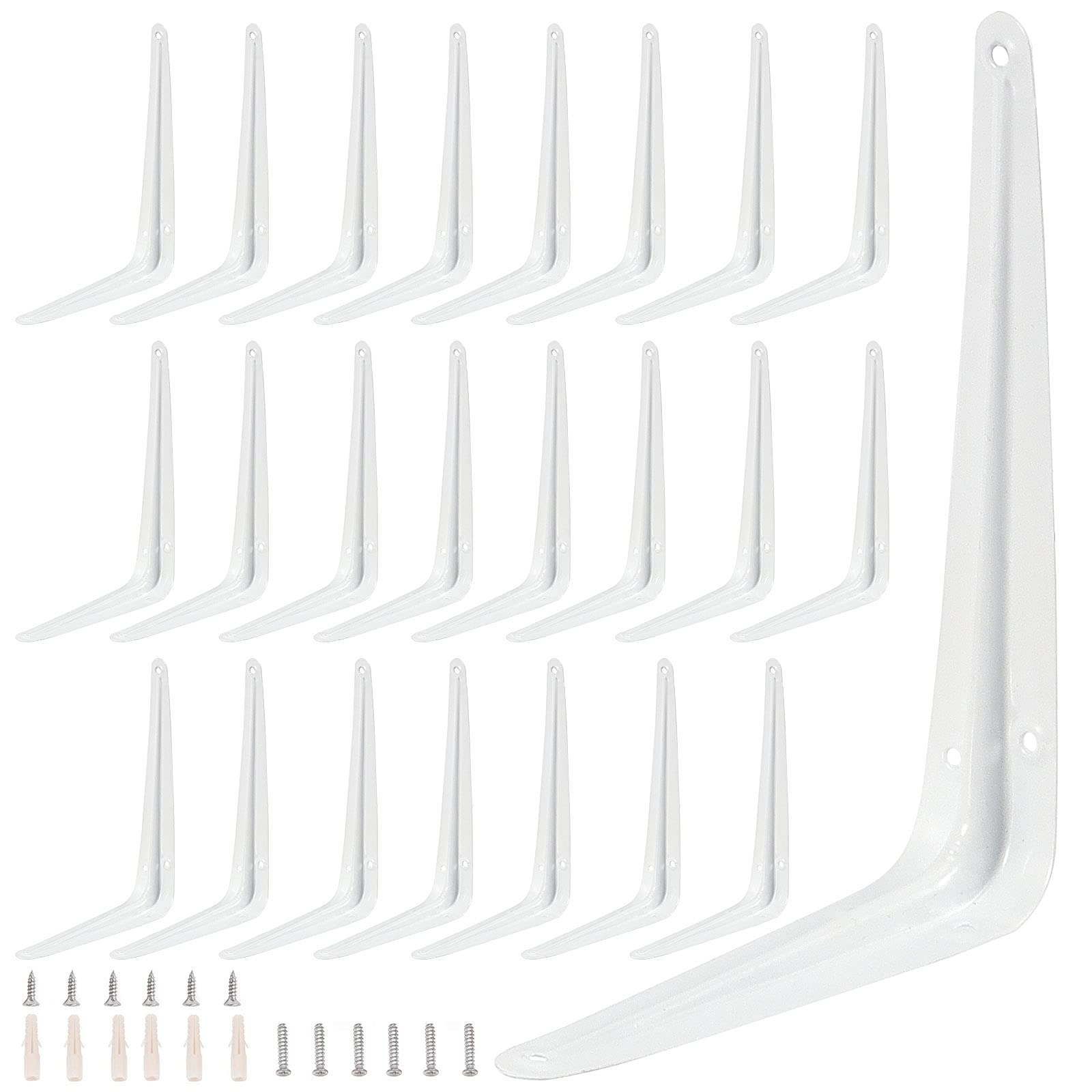 Supports d'étagère blancs robustes pour créer des rangements muraux dans le salon ou la cuisine