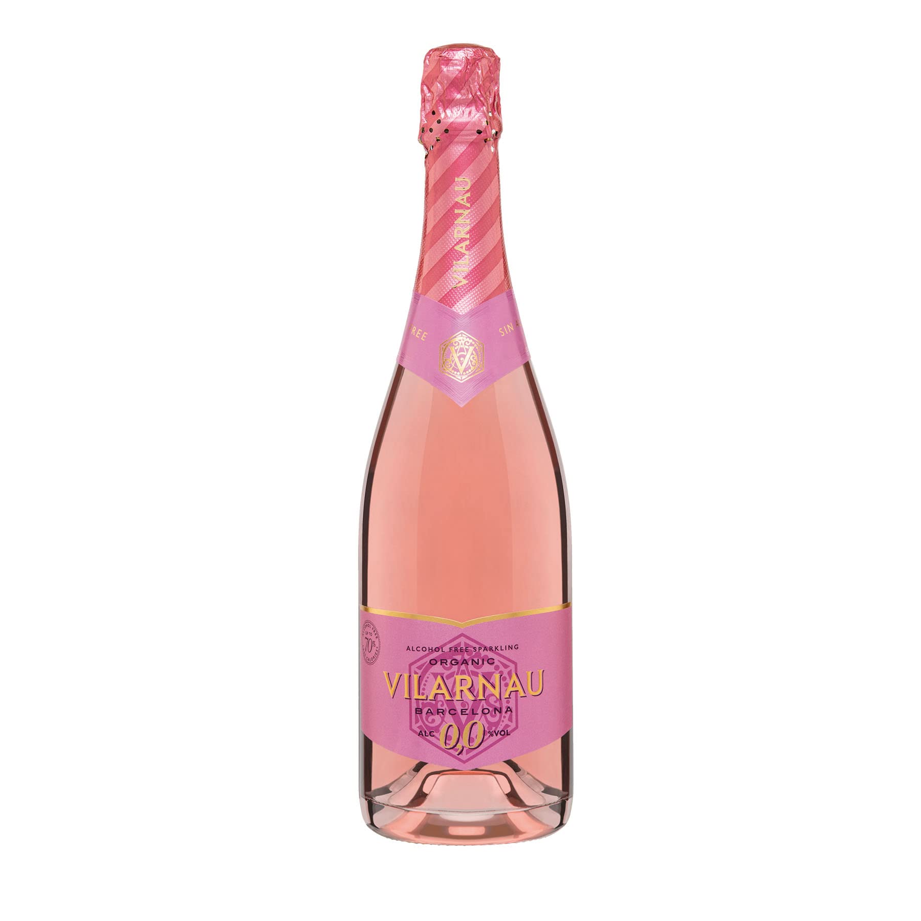 Vilarnau 0.0% Alcohol Free Sparkling Rosé Wine - Vegan Spanish Non-Alcoholic Wine, 750ml Bottle