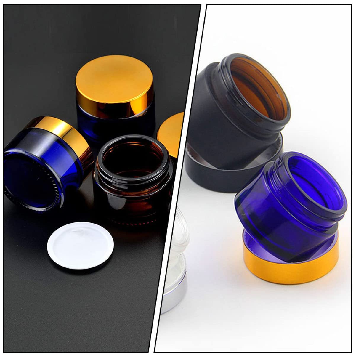 12 Stück-pack Blaue Glas Cremetiegel für Kosmetikproben und Reisen