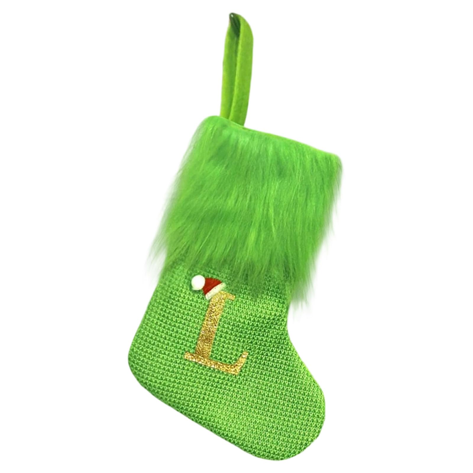 Xjdzineq Holiday Sock Durablility Hanging for Candy Gifts Holder Festival Decoration Classical Christmas Letter Knitted Stocking Bag