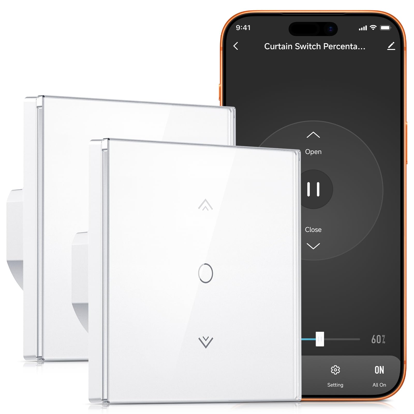【Nuevo Chip】Alexa Interruptor Persiana Wifi, Etersky Interruptor de Persianas Inteligente, Persiana y Toldos Electricos WiFi, Interruptor Cortina Compatible con Alexa y Google Home, 2Piezas
