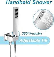 Vista 5 de Sistema de ducha tipo lluvia de alta presión de 8 pulgadas, cabezal de ducha de mano para baño, mezclador de lluvia de lujo, juego completo