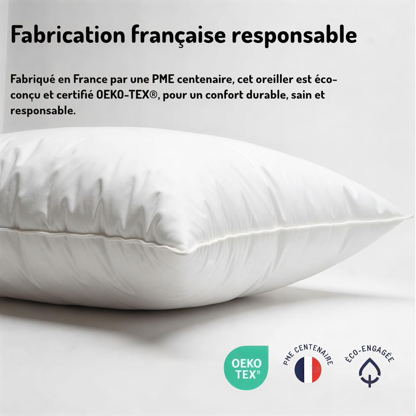 EDONA Oreiller Moelleux 50x70 en Duvet Naturel qualité hôtelière