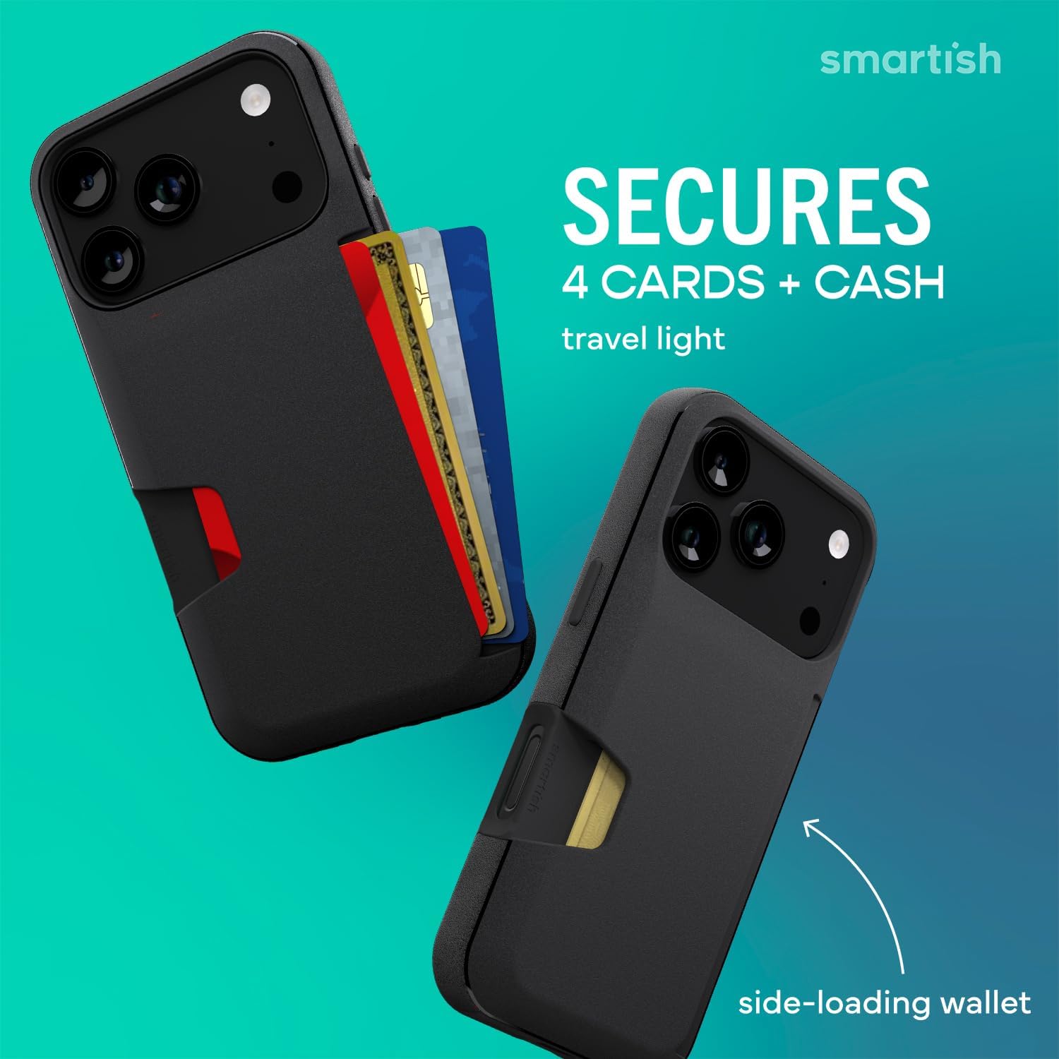 Smartish® iPhone 17 Pro Wallet Case - Wallet Slayer Vol. 1 [Slim + Protective] Credit Card Holder - Drop Tested Flip Hidden Card Slot Cover for Apple iPhone 17 Pro - Black Tie Affair