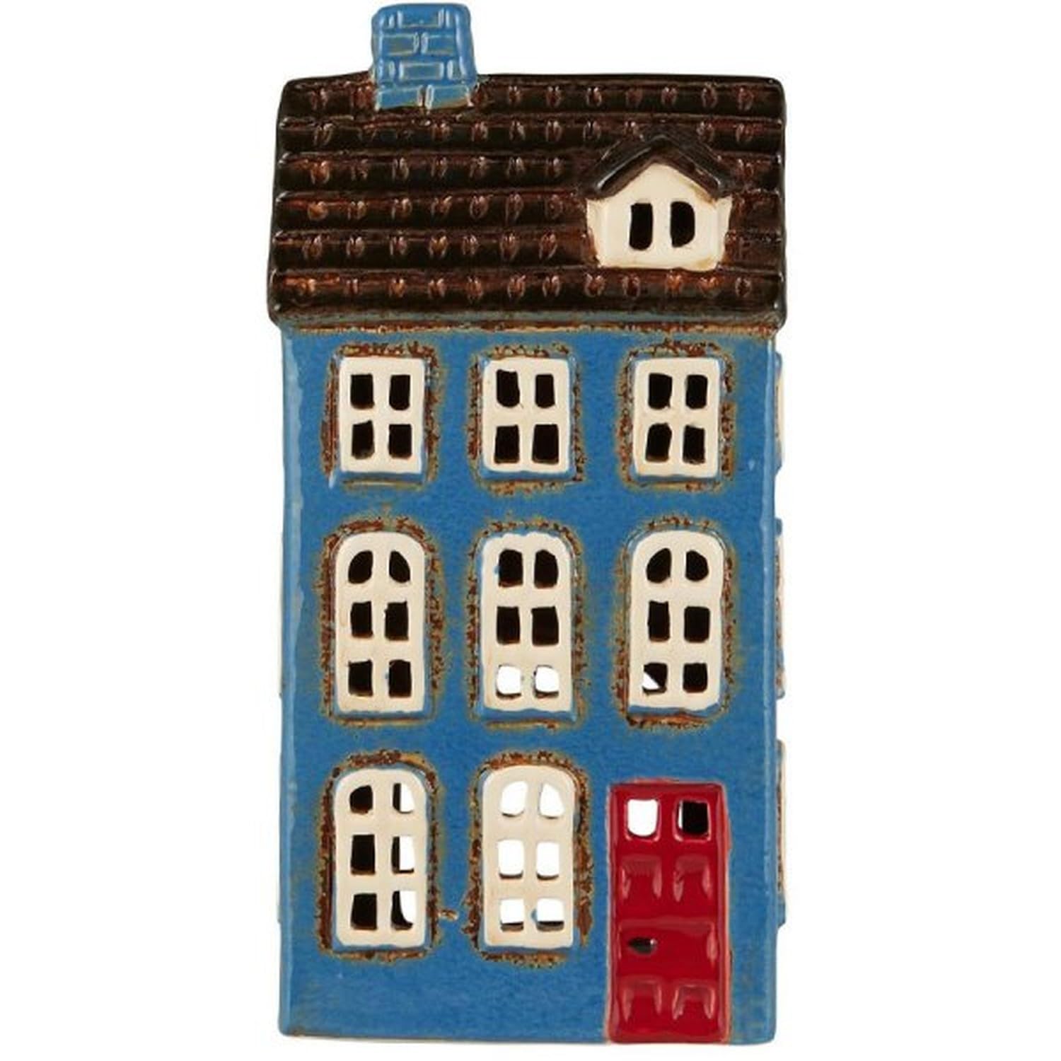 IB Laursen My Home Town House for Tea Light Red Door W 7.5 H 20.5 L 10