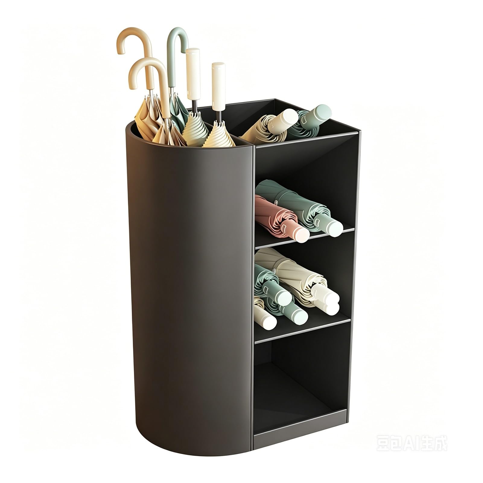 Support de rangement pour parapluies noir haute capacité avec bac d'égouttage amovible