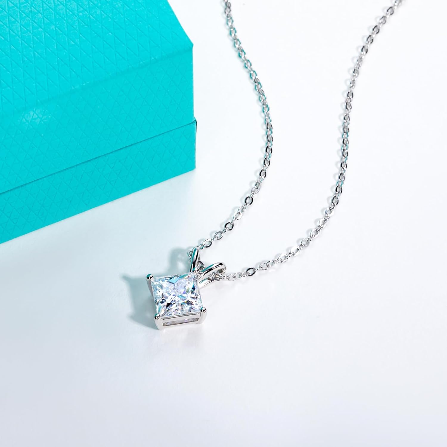 AnuClub Moissanite Pendant Necklace 2/3/4/5CT D Color VVS1 925 Sterling Silver Everyday Wear Necklace for Women Wife Her with Certificate, 40+2+3 Adjustable Chain - Image 3